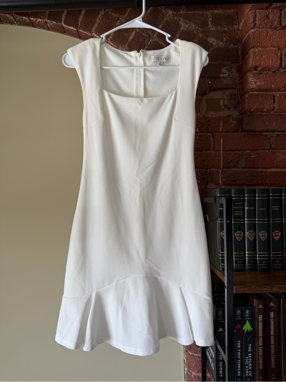 She + Sky White Square Neck Mini Dress